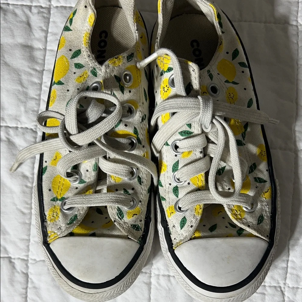 Converse Kids Lemon Pattern Sneakers‎ - White and Yellow juniors 12